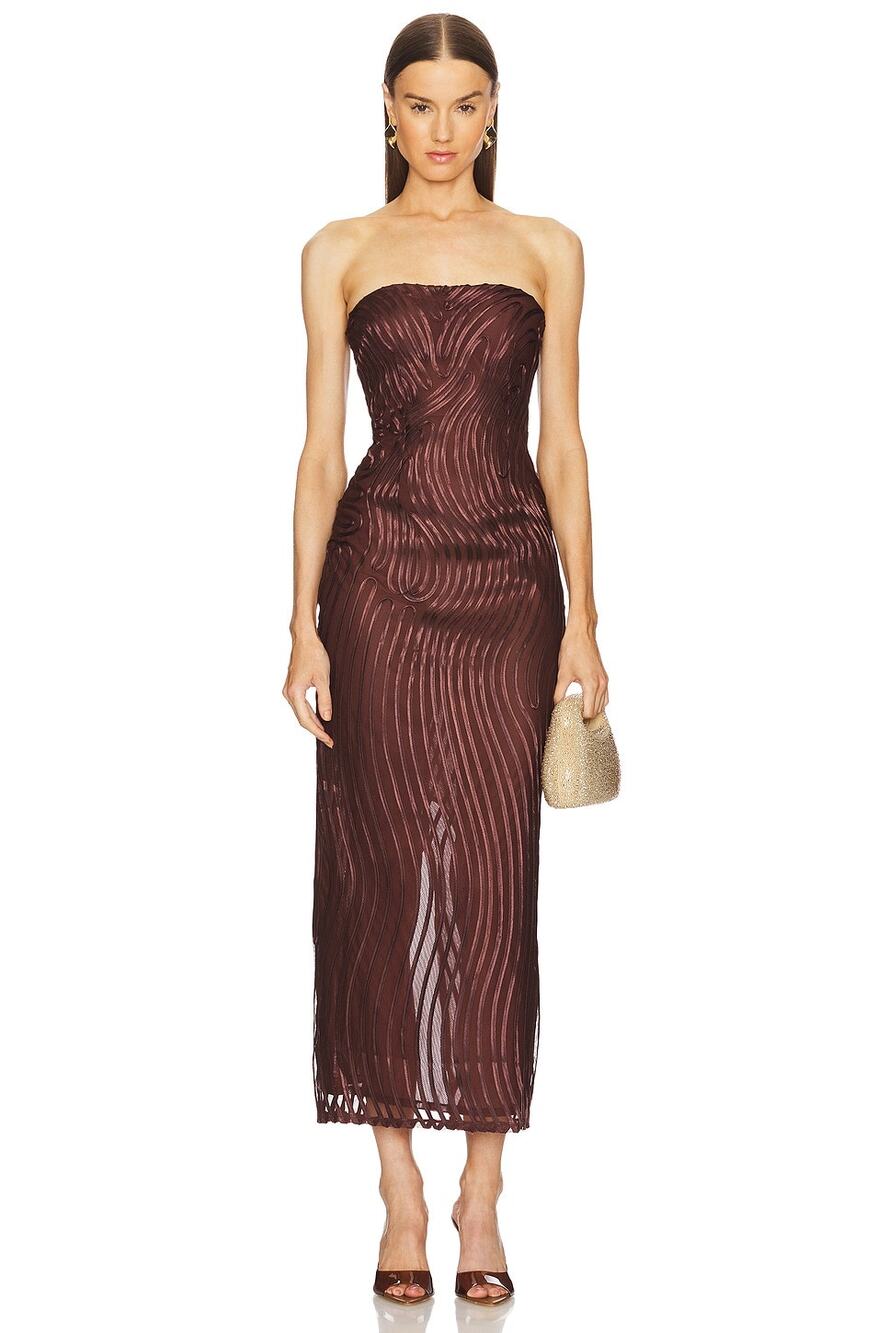 Michael Costello x REVOLVE Midi Chocolate Formal Goddess Ethereal Formal Medium